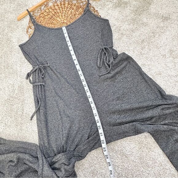 Gilly Hicks Cozy Lounge Jumpsuit Romper Knit Wide Leg Side Tie Heather Gray - Picture 8 of 11
